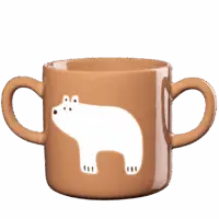 Tasse enfant ASA - Ours polaire - Deux anses sur les côtés, marron pastel, avec une illustration d'ours polaire.