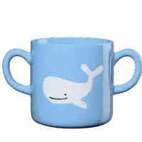Tasse enfant ASA - Baleine - Deux anses sur les côtés, bleu ciel, avec une illustration de baleine souriante.
