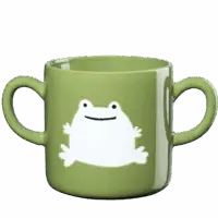 Tasse enfant ASA - Grenouille - Deux anses sur les côtés, verte, avec une illustration de grenouille.