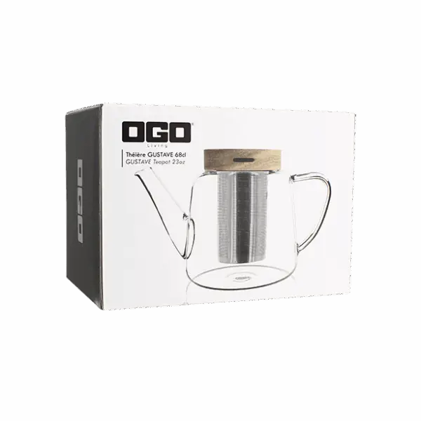 Photo du packaging de la théière OGO - 68cl. Théière vendue dans cette boîte.