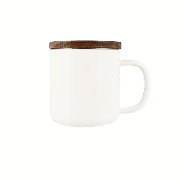Photo de la tisanière OGO - blanche 30cl. Une anse, couvercle en bois.