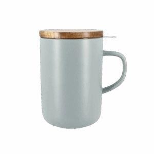 Photo de la tisanière OGO - Gris perle 47,5cl. Une anse, couvercle en bois.