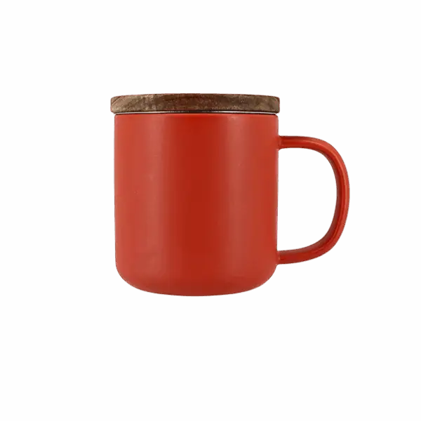 Photo de la tisanière OGO paprika 30cl. Tisanière rouge paprika une anse, couvercle en bois.