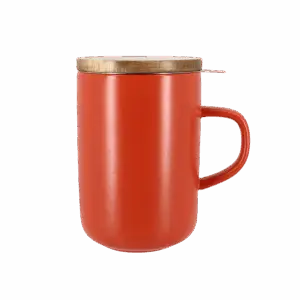 Photo de la tisanière OGO - Paprika 47,5cl. Tisanière rouge paprika une anse, couvercle en bois.