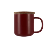 Photo de la tisanière OGO - bordeau 30cl. Tisanière rouge bordeau une anse, couvercle en bois.