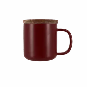 Photo de la tisanière OGO - bordeau 30cl. Tisanière rouge bordeau une anse, couvercle en bois.