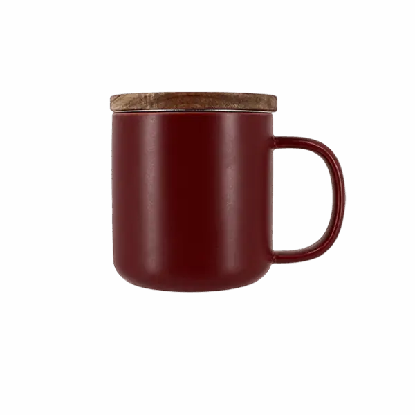 Photo de la tisanière OGO - bordeau 30cl. Tisanière rouge bordeau une anse, couvercle en bois.