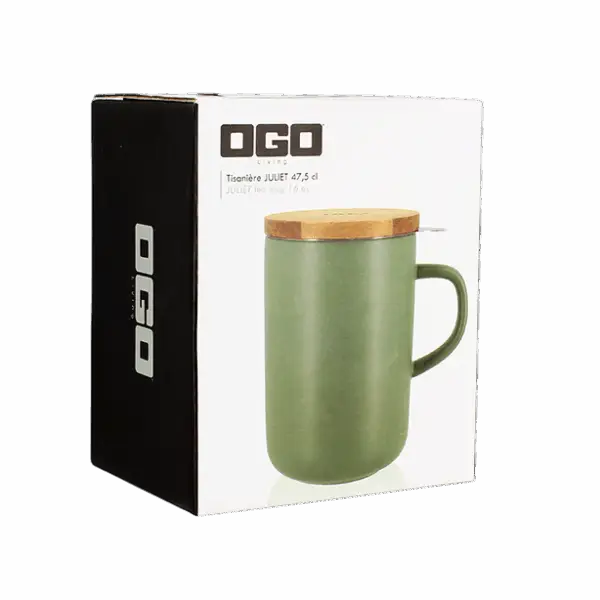 Photo du packaging de la tisanière OGO - Vert sauge 47,5cl. Tisanière vendue dans cette boîte.