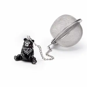 Boule à thé fantaisie - ours : ours bleu marine, assis, petites tâches sur le torse.