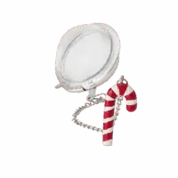 Boule à thé de Noël - Sucre d'orge. Boule en inox, tige en inox avec au bout un sucre d'orge rouge et blanc.